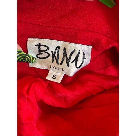 BANU Paris Vintage Red Nautical Jacket Blazer with Gold Accents Sz 6 - Picture 7 of 7
